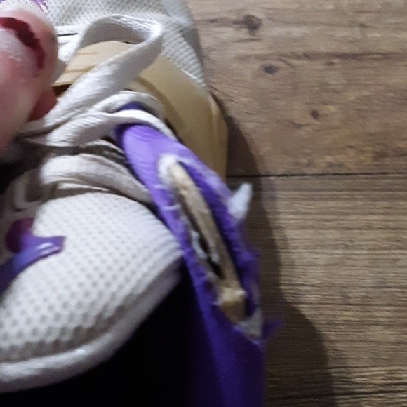 Nike Kid's KD VII GS, PBJ-WHITE/HYPER GRAPE-FUCHSIA FLSH-TM ORANGE, Youth Size 7 - Picture 10 of 16